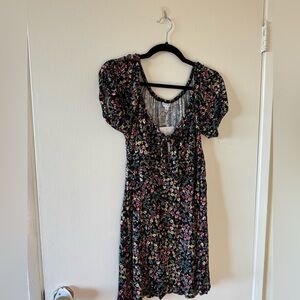 love, Fire Black Floral Midi Dress